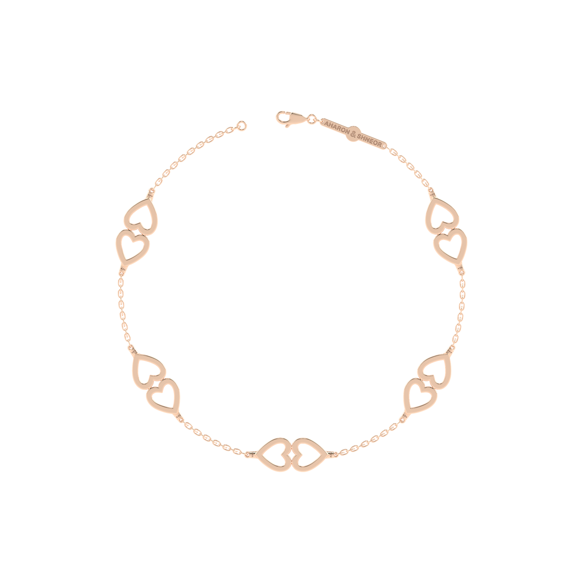 Heart Bracelet Two Tone Rose Gold-plated with Two Strands Heart Bracelet Two Tone Rose Gold-plated with Two Strands