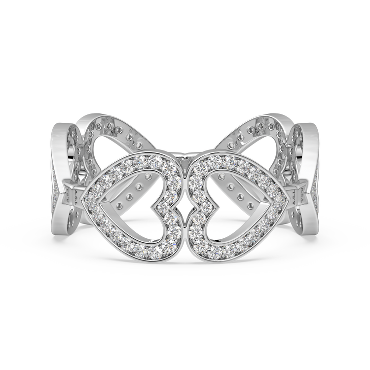 Bague en diamant en forme de cœur 